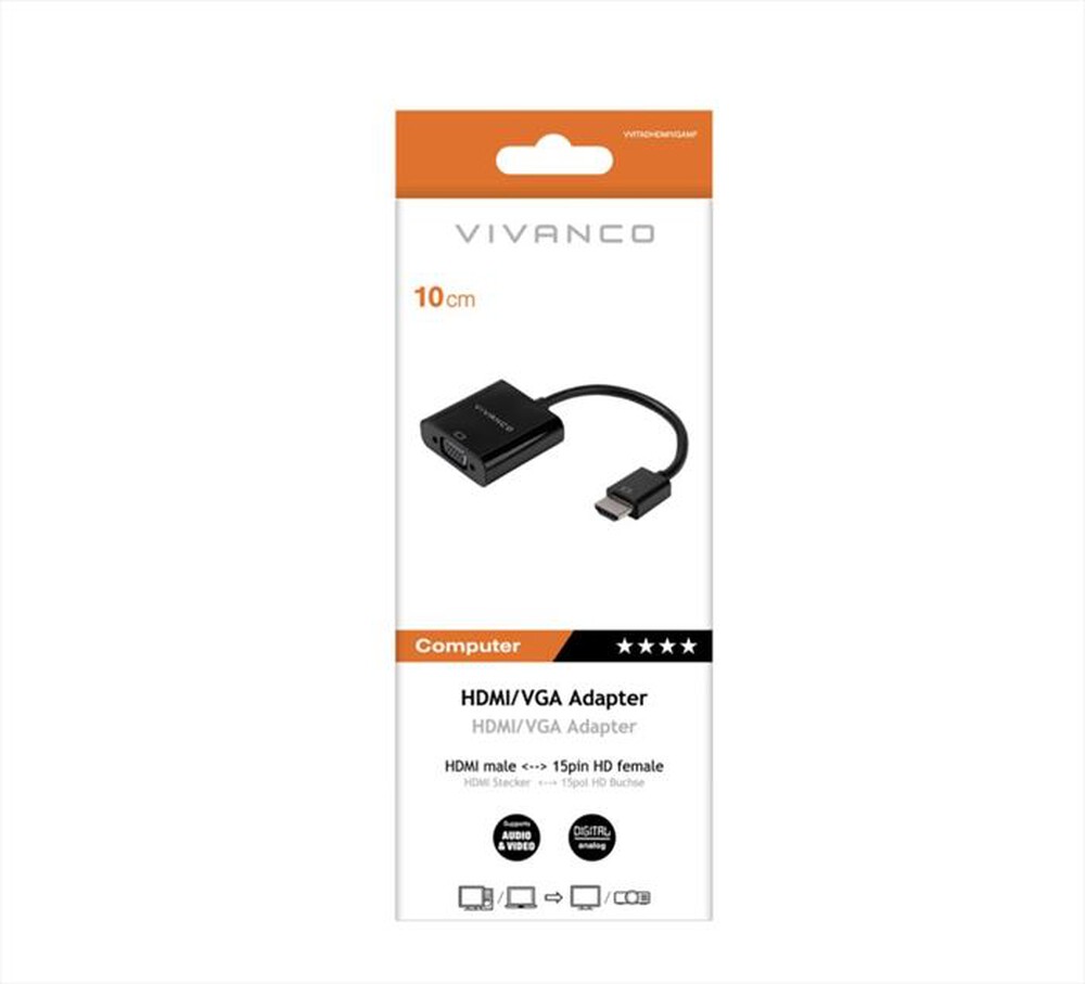 Immagine del prodotto VIVANCO - Adattatore HDMI M a VGA F VVITADHDMIVGAMF-Nero
