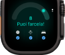 Apple Watch Ultra 4, cassa in titanio nero, punteggio di preparazione di 8, lato destro, Digital Crown, tasto laterale in rilievo